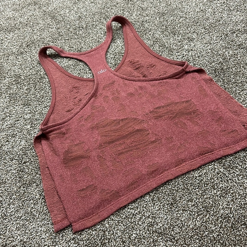 ALO racerback distressed shredded workout top - no size tag - fits like a small - Picture 11 of 11
